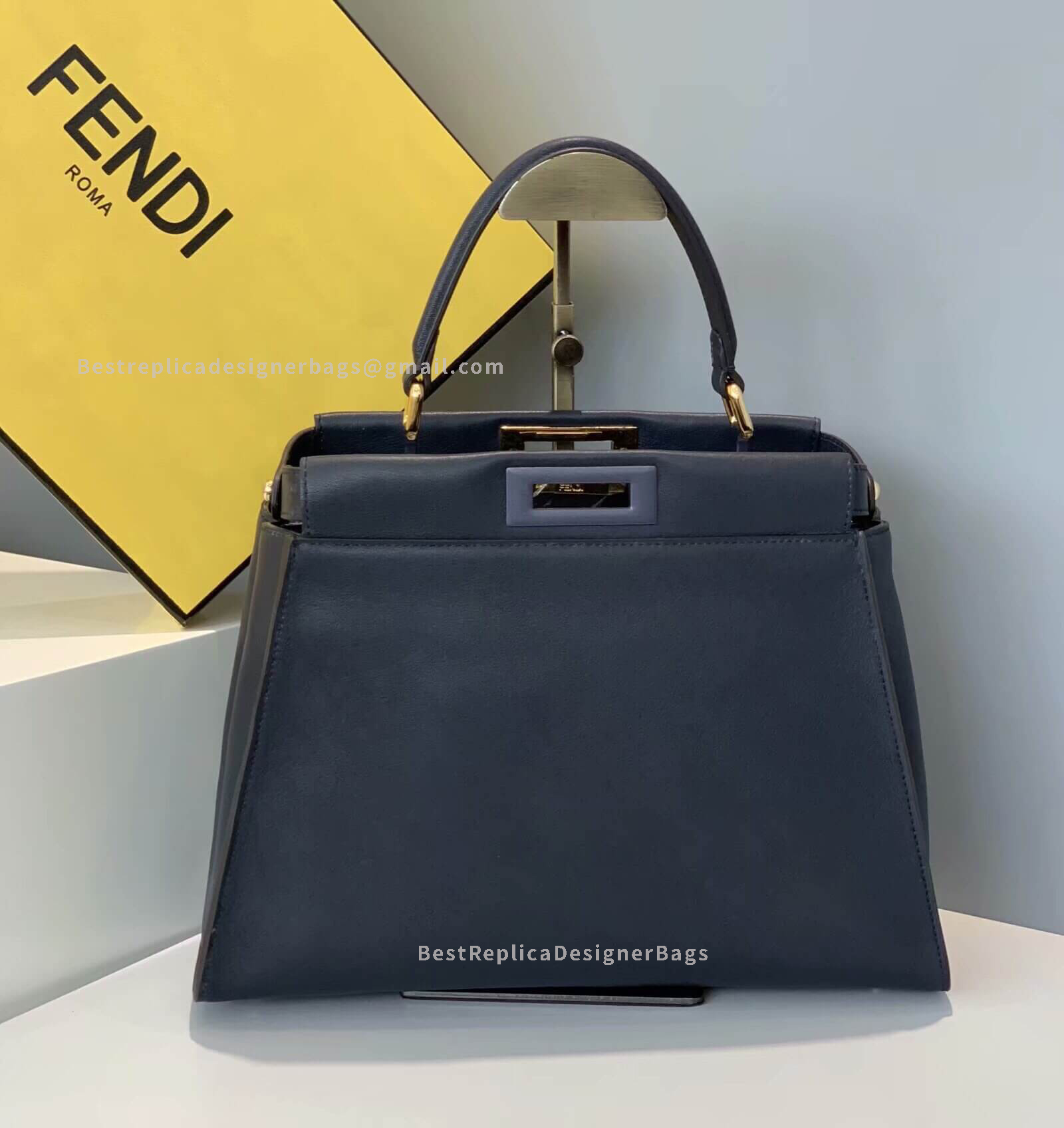Fendi Peekaboo Iconic Medium Blue Leather Bag 5108